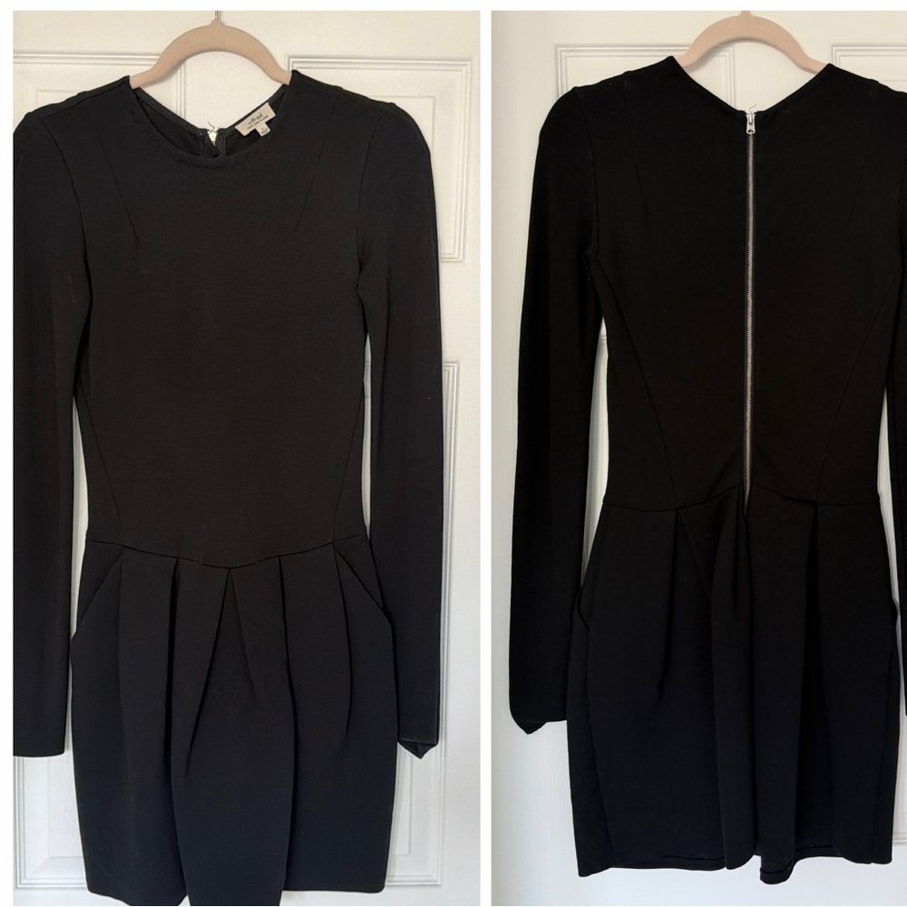 Aritiza Wilfred Black Long-Sleeve Pleated Skirt Dress